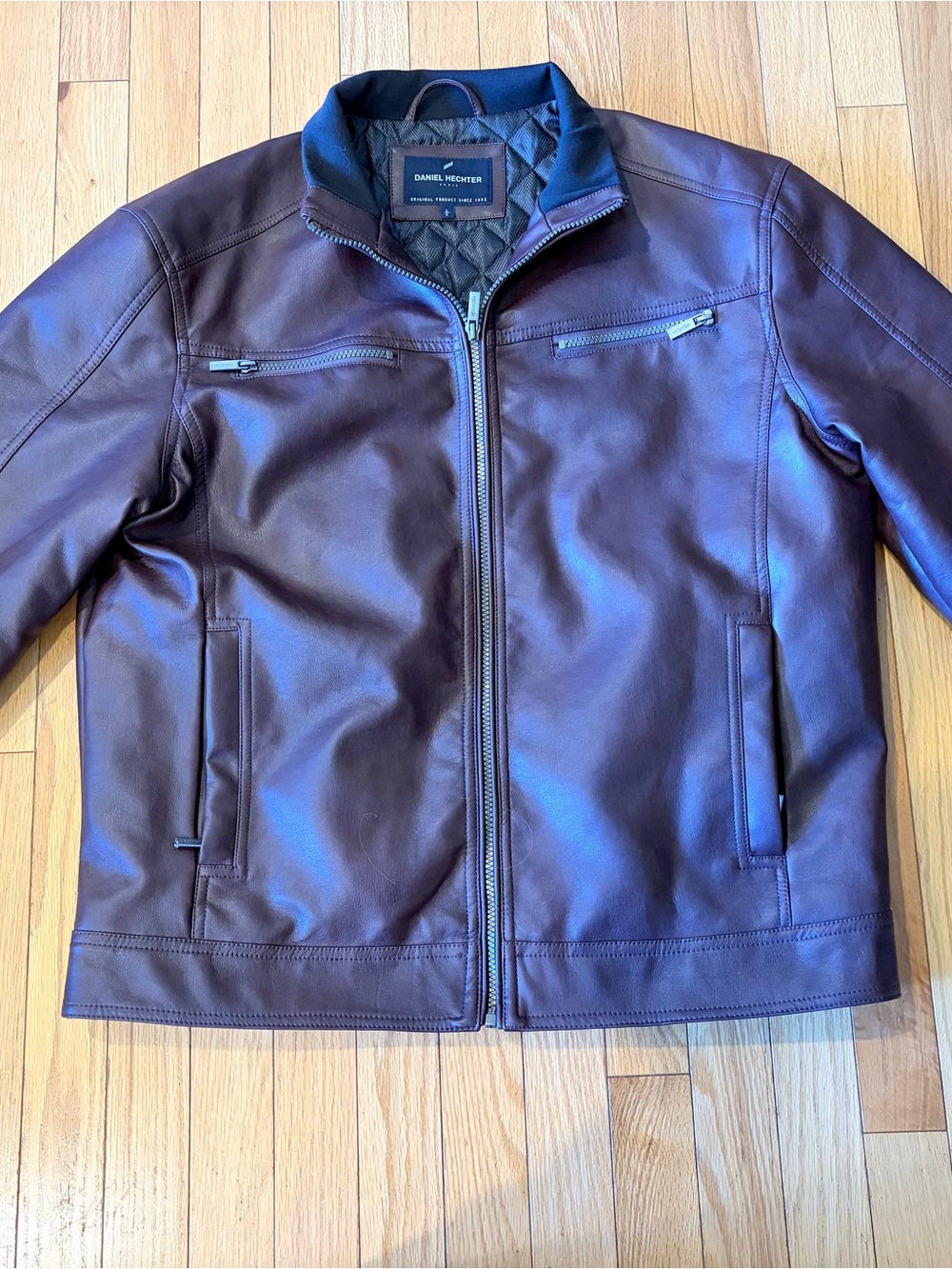 Daniel Hechter Men's Dark Brown Leather Bomber Jacket